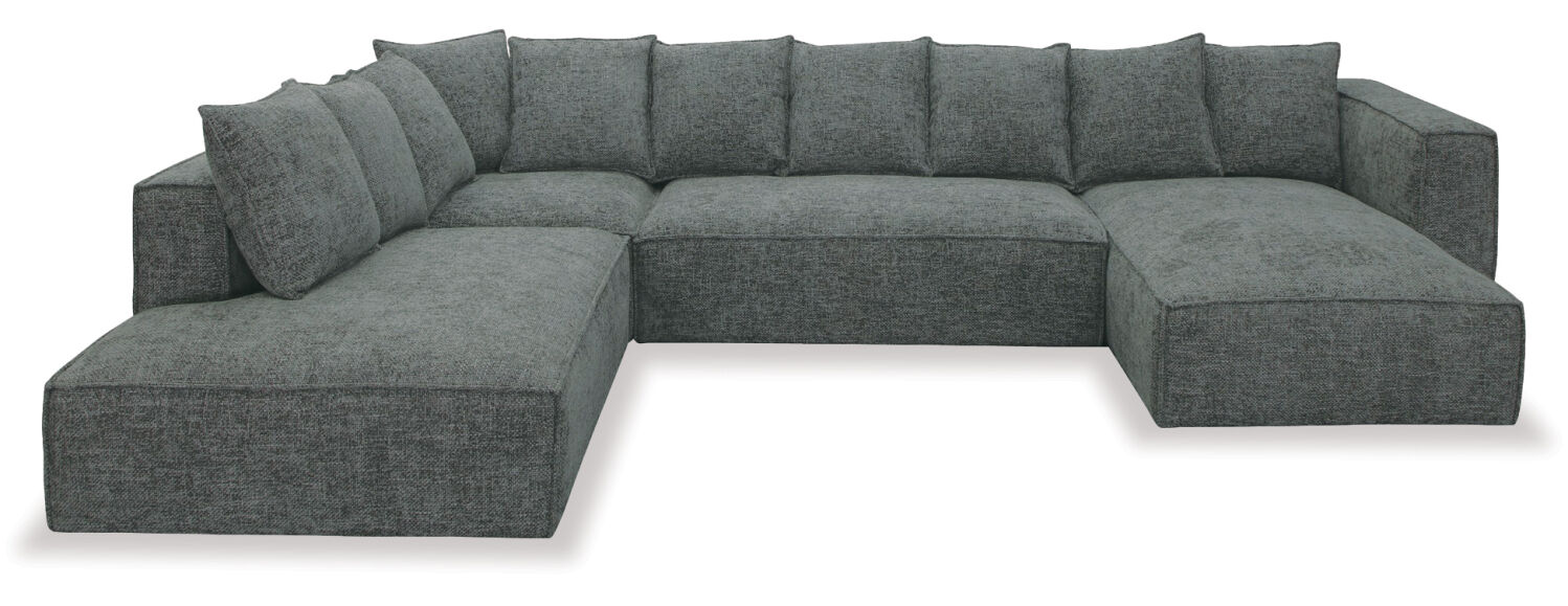 Linden Left-Hand Chaise Lounge Suite – Water Green Fabric