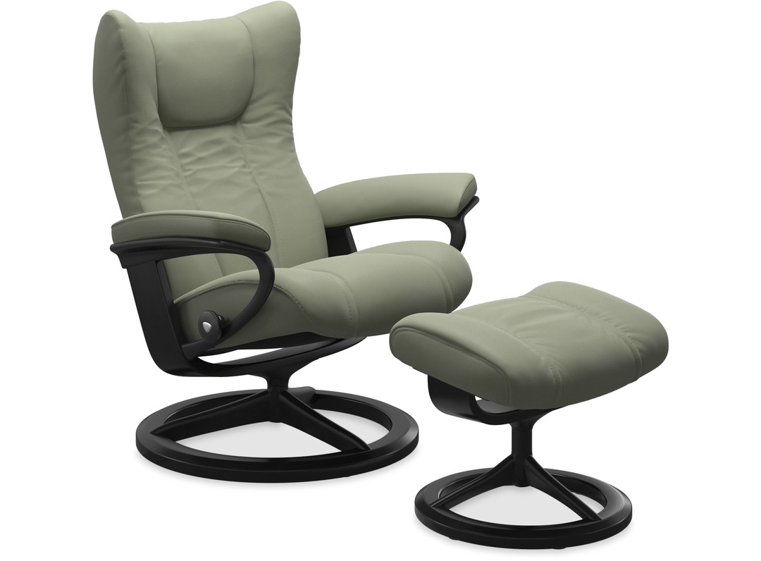 Wing Large Leather Recliner Signature Base