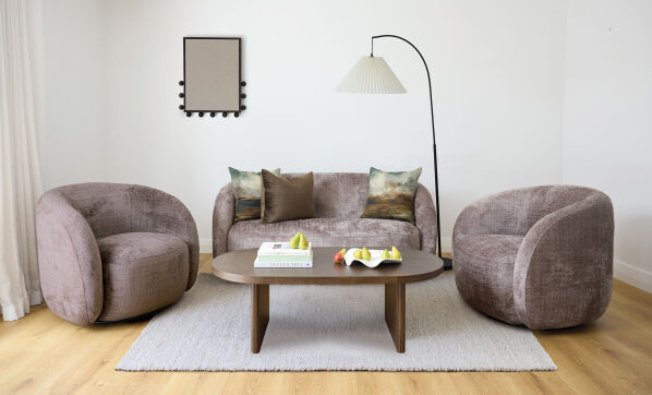 Lodi Swivel Armchair – Juto Dusty Brown Fabric