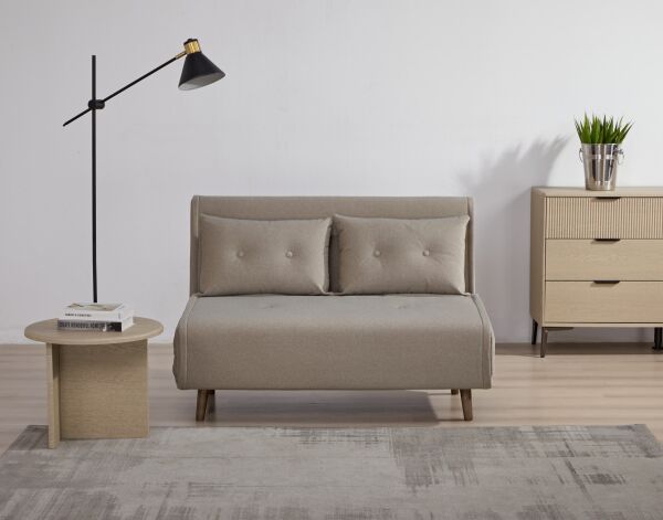 Haru 2-Seat Sofa Bed – Mohair Beige Fabric