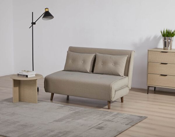 Haru 2-Seat Sofa Bed – Mohair Beige Fabric