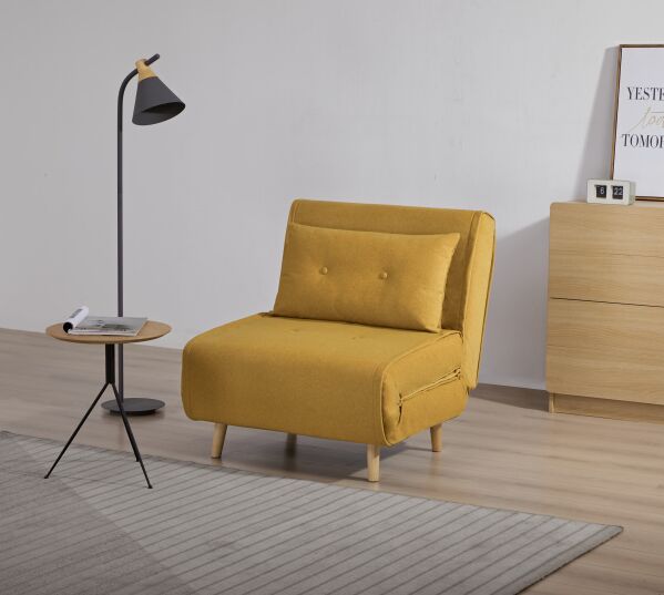 Haru 1-Seat Sofa Bed Chair – Mustard Fabric