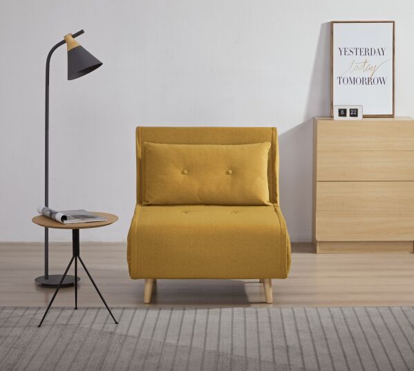 Haru 1-Seat Sofa Bed Chair – Mustard Fabric