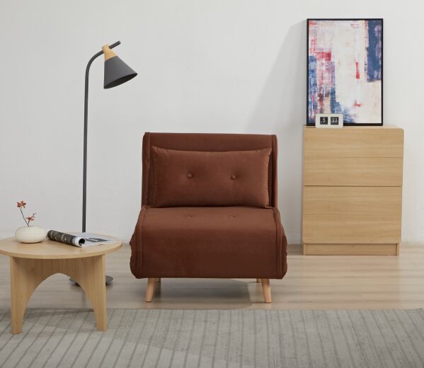 Haru 1-Seat Sofa Bed Chair – Orange Fabric