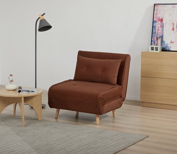 Haru 1-Seat Sofa Bed Chair – Orange Fabric