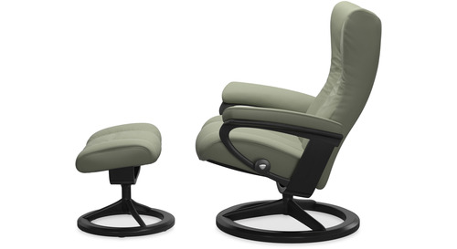 Stressless® Wing Medium Leather Recliner - Signature Base